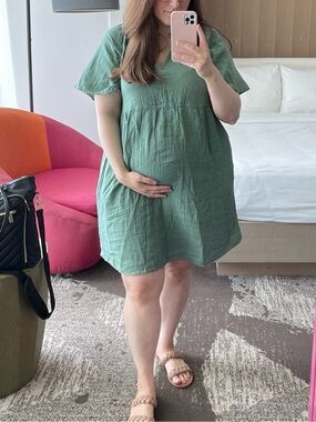 Old Navy Maternity Sage Green Midi Dress